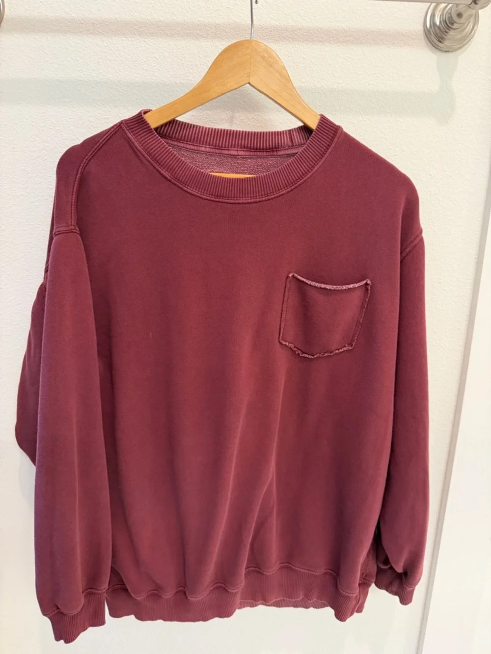 Aerie Relaxed Fit Burgundy Crewneck Sweatshirt - Picture 3 of 11